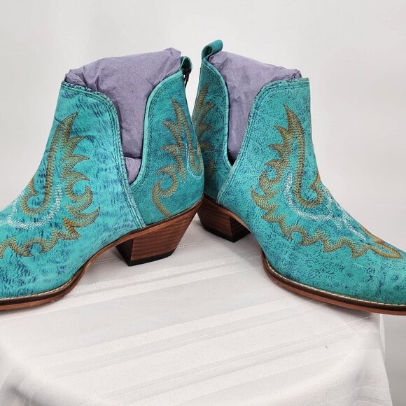 MYRA BAG Westerly Turquoise Western Leather Split Booties Ankle Boots 6-11 NWT - Picture 8 of 12